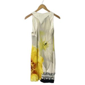 class roberto cavalli 総柄 ノースリーブ ワンピース ビジュー装飾 ひざ丈 38 イエロー GY43