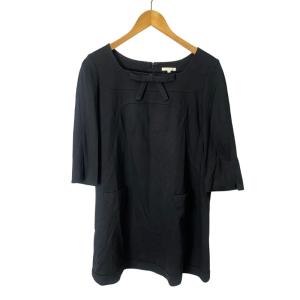 ワンピース リボン 七分袖 長袖 ひざ丈 46 ブラック GY43