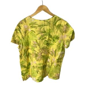 mademoiselle NON NON リネンシャツ ブラウス リボン ボタニカル柄 総柄 半袖 M イエロー GY43