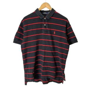 ポロシャツ ボーダー 半袖 シャツ カットソー L ブラック