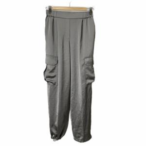 カーゴパンツ サテン メタリック M シルバーカラー