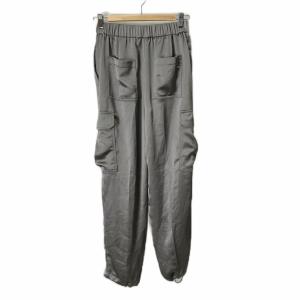 PLST カーゴパンツ サテン メタリック M シルバーカラー