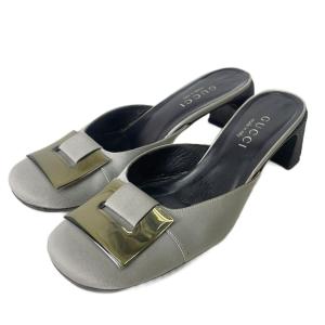 メタルバックル ミュール パンプスサンダル パンプス 37C グレー