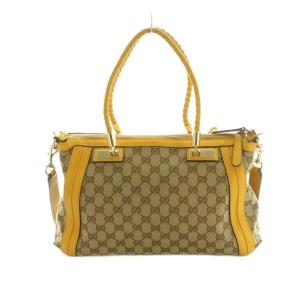 GUCCI ベラ バンブー 2WAYバッグ GGキャンバス イエロー