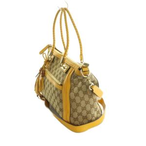 GUCCI ベラ バンブー 2WAYバッグ GGキャンバス イエロー