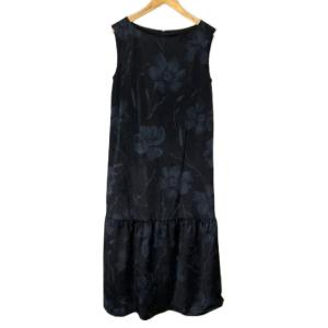 イチエ ICHIE ノースリーブ ワンピース 花柄 総柄 ロング ブラック