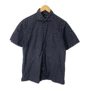 総柄 シャツ カジュアル 半袖 46 ネイビー GY06