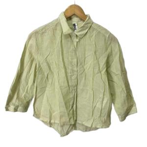 ストライプ シャツ ブラウス カジュアル 長袖 1 グリーン GY06