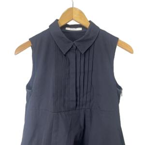 FOXEY ピンタック ノースリー ワンピース 38 ネイビー