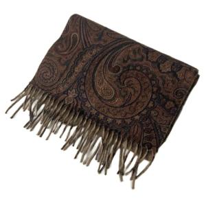 カシミヤマフラー ストール カシミヤ ペイズリー ブラウン