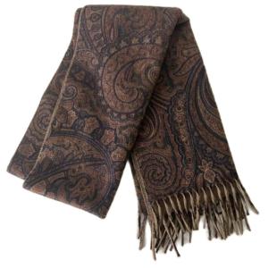 ETRO カシミヤマフラー ストール カシミヤ ペイズリー ブラウン