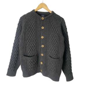 カーディガン アランニット フィッシャーマン 長袖 M ブラック
