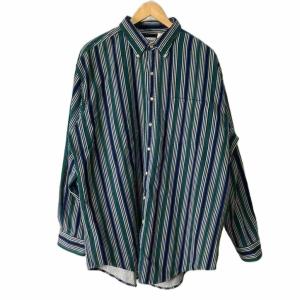 シャツ 長袖 ストライプ オールド ヴィンテージ XL グリーン