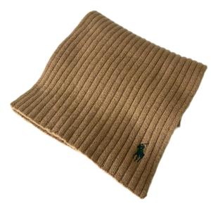 ウールマフラー ストール ポニー刺繍 ブラウン