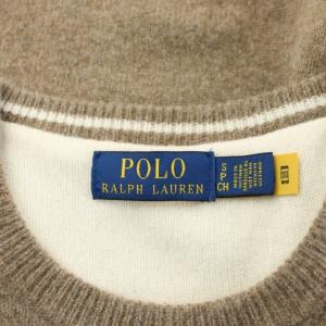 POLO RALPH LAUREN ニット セーター 長袖 ロゴ 刺繍 ウール S ベージュ 白 ホワイト /AN25