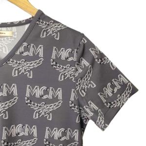 MCM  Ｔシャツ カットソー 総柄 Vネック 半袖 M グレー GY06