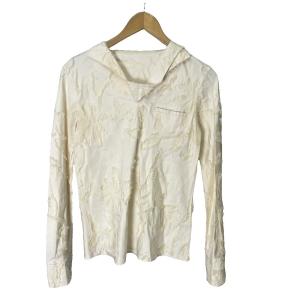 セーラーカラーブラウス シャツ 総柄 長袖 2 白 アイボリー GY06