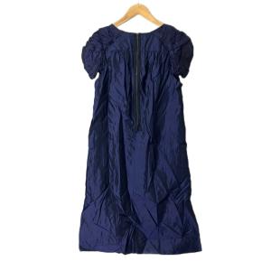 MARNI ワンピース ひざ丈 半袖 レーヨン ギャザー 40 ネイビー GY06