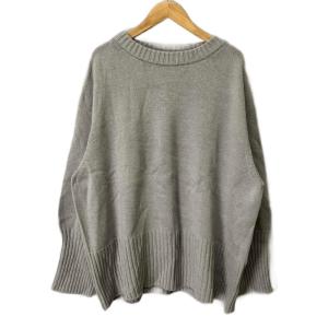 バルキーヤーン ロングリブプルオーバー ニット セーター ライトグレー