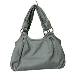 ハンドバッグ レザー がま口 バッグ スカイブルー