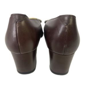 YVES SAINT LAURENT レザーシューズ パンプス ヒール スクエアトゥ バックル 36.5 ブラウン