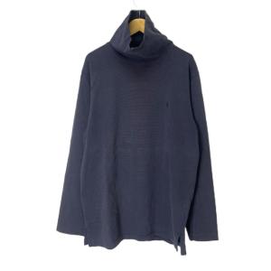 ボーダー カットソー Tシャツ タートルネック 長袖 M ネイビー