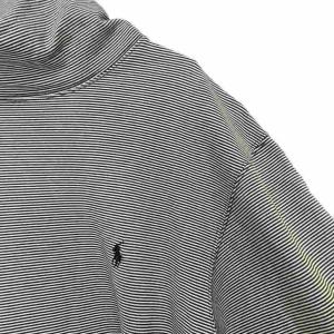 Polo by Ralph Lauren ボーダー カットソー Tシャツ タートルネック ロゴ刺繍 長袖 L ブラック