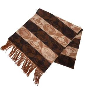 Vivienne Westwood カシミヤ マフラー オーブ柄 フリンジ ブラウン