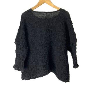 me ISSEY MIYAKE シワ加工ブラウス 7分袖 シャツ ワッシャー加工 ダブルポケット ブラック MI64FJ382