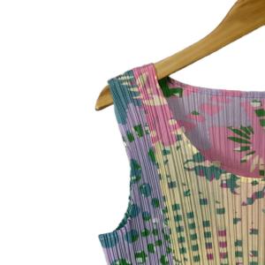 PLEATS PLEASE ISSEY MIYAKE ノースリーブ ラウンドネック チュニック プリーツ 総柄 3 ピンク PP91-JK605