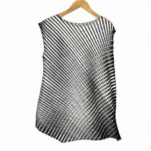 PLEATS PLEASE ISSEY MIYAKE ジオメトリック転写ノースリーブシャツ プリーツ 3 ブラック PP71-JT552