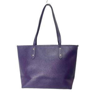 COACH クロスグレイン レザー シティー ジップ トートバッグ ハンドバッグ F58846 パープル