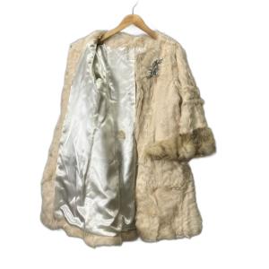 Grace Class ゴートファー フォックス ロングコート 毛皮 ファー ビジュー 36 アイボリー 02080161