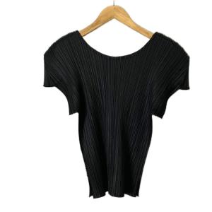 PLEATS PLEASE ISSEY MIYAKE プリーツカットソー クルーネック 半袖 3 ブラック PP41-JK202