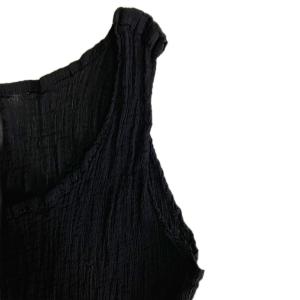 me ISSEY MIYAKE ワンピース ひざ丈 ノースリーブ ワッシャー加工 ブラック MI23FH272