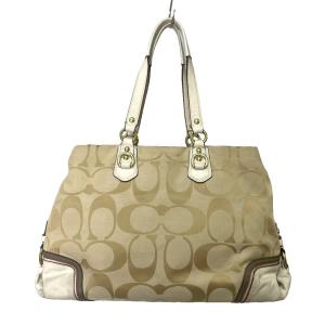 COACH ハンドバッグ トートバッグ シグネチャー キャンバス レザー F17446 ベージュ