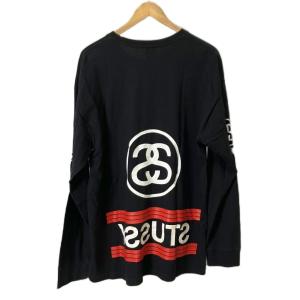 STUSSY Tシャツ 長袖 総柄 リンクスロゴ XL ブラック