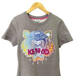 KENZO スウェット ワンピース トラ ロゴ刺繍 ひざ丈 半袖 M グレー