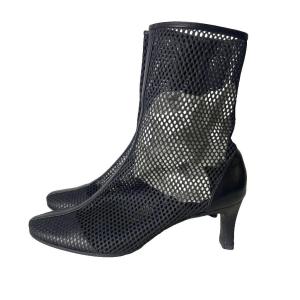 CHARLES JOURDAN ショートブーツ メッシュ シューズ ポインテッドトゥ 7 1/2 ブラック