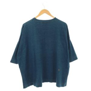 45rpm 天竺のビッグスリットTシャツ カットソー 七分袖 ブルー /HK OS