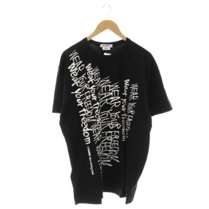 AD2025 メッセージプリント半袖Tシャツ カットソー コットン XXL 黒 白 OZ-T311 /NR