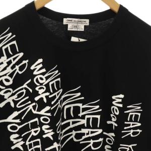 COMME des GARCONS AD2025 メッセージプリント半袖Tシャツ カットソー コットン XXL 黒 白 OZ-T311 /NR