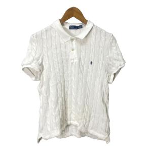 slim fit cable-knit polo shirt ケーブルニット ポロシャツ 半袖 XL ホワイト