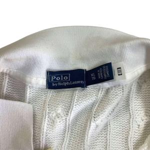 Polo by Ralph Lauren slim fit cable-knit polo shirt ケーブルニット ポロシャツ 半袖 XL ホワイト
