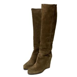 ロング ブーツ スエード 38 1/2 ブラウン