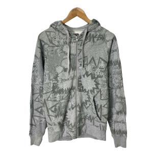 パーカー ブルゾン フルジップ 総柄 長袖 M グレー
