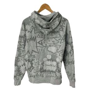 STUSSY パーカー ブルゾン フルジップ 総柄 長袖 M グレー
