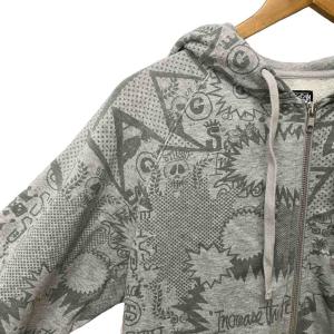 STUSSY パーカー ブルゾン フルジップ 総柄 長袖 M グレー