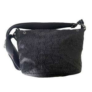 KIPLING ショルダーバッグ 斜めがけ リーフ柄 ナイロン ブラック