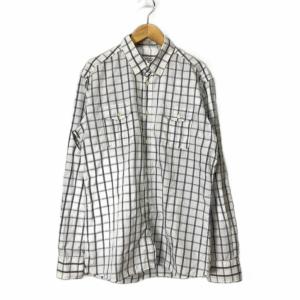 チェックシャツ 長袖 ボタンダウン 40 グレー